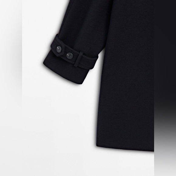 massimo dutti Black tabard-effect wool blend coat - Picture 6 of 10
